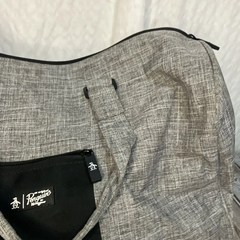 New Original Penguin Weekender Duffle Bag Grey Cross Stitch Large